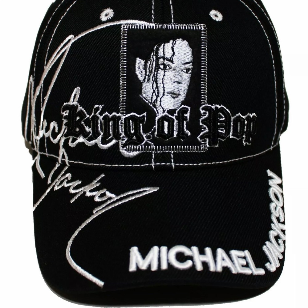MICHAEL JACKSON KING OF POP STITCHED BLACK CAP HAT